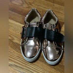 Rose gold metallic flats